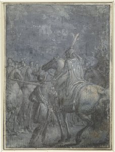 Hærchef til hest med andre ryttere Gruppe af lignende illustrationer med riddere og ryttere (serietitel)