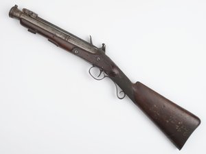 Blunderbuss med fjederbajonet udstedt til Irish Volunteers, ca. 1815 (blunderbuss, flintlock)