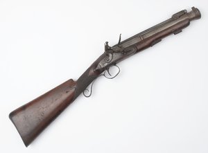 Blunderbuss med fjederbajonet udstedt til Irish Volunteers, ca. 1815 (blunderbuss, flintlock)