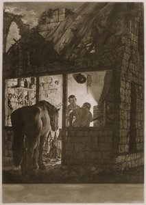 En hovslagerbutik, indgraveret af William Peter (ca. 1781-1821), 1771 (mezzotint) af Joseph Wright of Derby