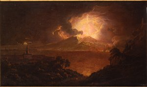 En udsigt over Vesuv i udbrud om natten af Joseph Wright of Derby