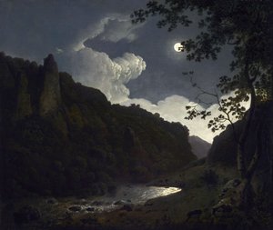 Dovedale i måneskin af Joseph Wright of Derby