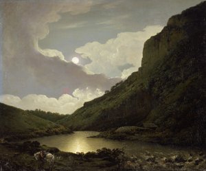 Matlock Tor af Moonlight, ca. 1777-80 (olie på lærred) af Joseph Wright of Derby