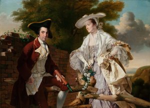 Portræt af Peter Perez Burdett og hans første kone Hannah, 1765 af Joseph Wright of Derby