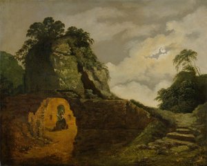Vergils grav i måneskin, med Silius Italicus af Joseph Wright of Derby