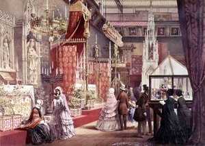 Stor udstilling: Medieval Court, tegnet af Pugin, 1851 (se også 205263) af Joseph after Nash