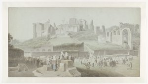 En procession ved foden af Palatinerhøjen i Rom af Josephus Augustus Knip