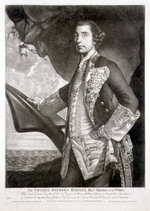 Portræt af Sir George Brydges Rodney (1719-92) Admiral of the White, indgraveret af William Dickinson (1746-1823) pub. af Carington Bowles (fl.1744-93) (gravering) af Joshua (after) Reynolds
