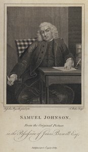Samuel Johnson, engelsk forfatter og leksikograf (gravering) af Joshua (after) Reynolds