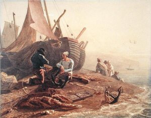 Fiskere reparerer deres net