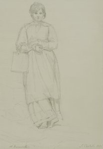Ung pige med mælkedåse, 1831 (grafit på vævet papir)