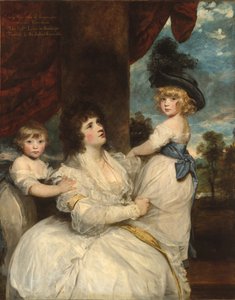 Portræt af Jane, grevinde af Harrington, med hendes sønner, viscount Petersham og den ærede Lincoln Stanhope, 1786-7