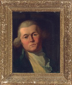Portræt af en herre, brystlængde, i blå frakke og gul vest af Joshua Reynolds