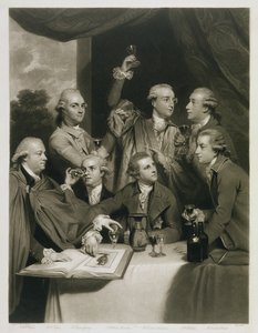 Sir William Hamilton (1730-1803) med andre kendere, møde i Society of Dilettanti af Joshua Reynolds