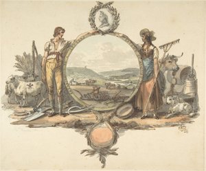 Design til en frontispice, ca. 1793. af Josiah Boydell