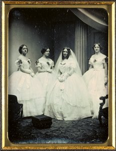 En brud og hendes brudepiger, 1851 eller senere.