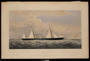 Til Messrs Dent  Co of China, dette tryk af dampskibet Ly-Ee-Moon, Norman Hill, Esqr Commander.... konstrueret af Thames Iron Works and Shipbuilding Company, Blackwall...,, ca. 1860 (litografi, farvelagt) af Josiah Taylor