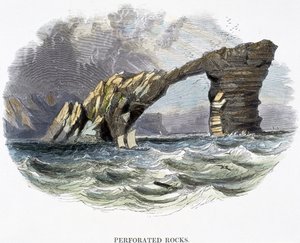 Perforerede klipper, fra Phenomena of Nature, 1849 af Josiah Wood Whymper