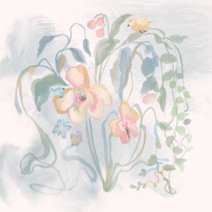 Fugle i pastelfarvede blomster af Josie George