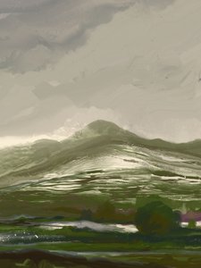 Den tågede grønne bjergdal