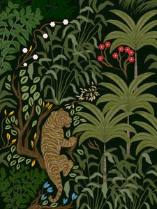 Tiger i frodig jungle af Josie George