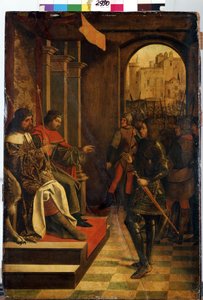 ""Sankt Sebastien før kejser Diocletian og Maximian"" (Sankt Sebastien før kejser Diokletian og Maximian). De romerske kejsere Diocletian (Gaius Aurelius Valerius Diocletianus, 245-316) og Maximian Hercules (Marcus Aurelius Valerius Maxim