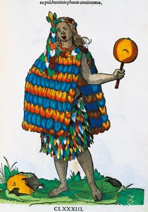 Amerikansk indianer, gravering af Hans Weigel Elder (aktiv 1549-1577) fra maleri af Jost Amman (1539-1591), fra Habitus principiorum populorum både mænd og kvinder afbildet med enestående kunst, Nürnberg af Jost Amman