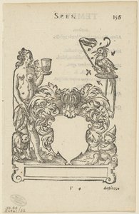 Emblem med tomt heraldisk skjold, folio 156 fra Anthologia Gnomonica af Jost Amman