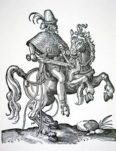 Hestesoldat med hjullåspistol, illustration fra 