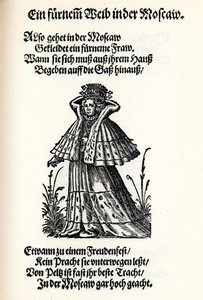 Ædel kvinde fra Moskva. Fra Frauentrachtenbuch Frankfurt, 1586, 1586 af Jost Amman