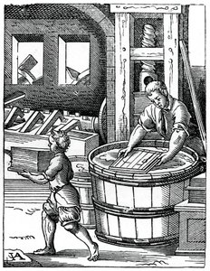 Papirmageren, 1500-tallet, 1870 af Jost Amman