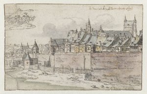 Udsigt over Maastrichts mure med Onze-Lieve-Vrouwekerk i baggrunden