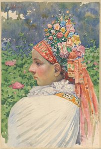 Slovakisk Brudepar Uprka, Joza (1861-1940). Olie på lærred, størrelse: 54,8x37 af Joža Uprka
