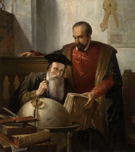 Mercator og Ortelius (olie på lærred) af Jozef (1816 88) Bellemans