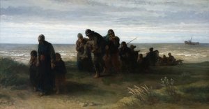 Fiskere bærer en druknet mand, ca. 1861 (olie på lærred) af Jozef (1824 1911) Israels