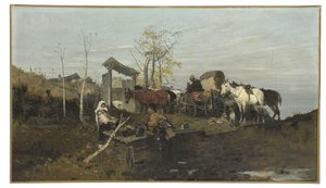 Samtale ved Brønden, 1877 af Jozef Brandt
