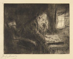 Gammel mand, der læser af Jozef Israëls