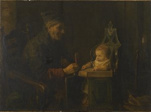 Gammel mand og baby af Jozef Israëls
