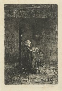 Barn i højstolen af Jozef Israëls (signed by artist)
