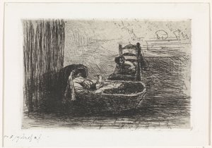 barn i vægt af Jozef Israëls (signed by artist)
