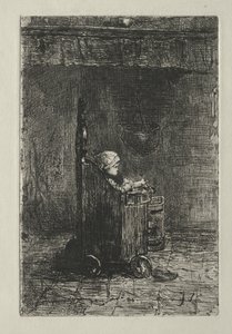 Baby i sin stol. af Jozef Israëls