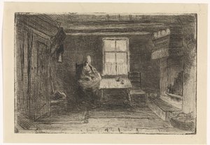 Interiør med mor og barn af Jozef Israëls