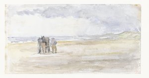 Mand med hest og vogn på stranden af Jozef Israëls