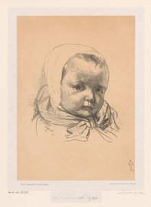 Portræt af en baby med hat af Jozef Israëls