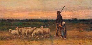 Flokkens tilbagevenden, c1899 af Jozef Israëls