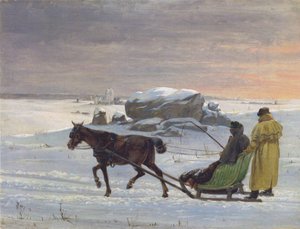 Malerne Jørgen Roed og Constantin Hansen tager en slædetur. af Jørgen Roed