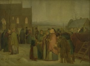 Bønder udenfor Kirken en Julemorgen