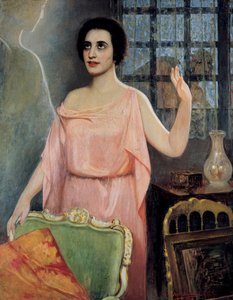 Portræt af Margarita Xirgu (1888-1969), i "la Xirgu en cristalline", af brødrene Quinteros (olie på lærred) af Juan Antonio Benlliure y Gil