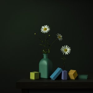 Daisy-vase med geometriske blokke af Juan Antonio Palacios