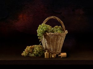 Stilleben med rustikke druer af Juan Antonio Palacios